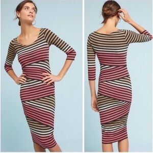 Bailey 44 Anthropologie Striped Knit Zig Zag Column Scoop Neck Dress Women’s L‎